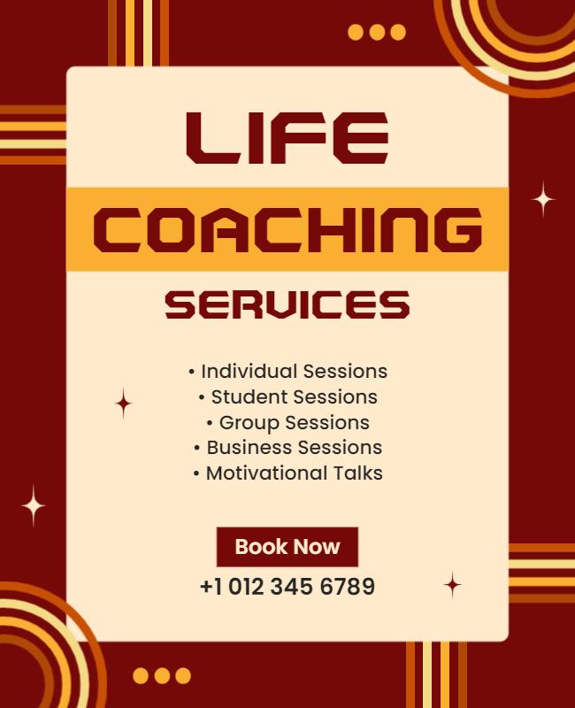 Retro Bold Life Coaching Services Flyer Template