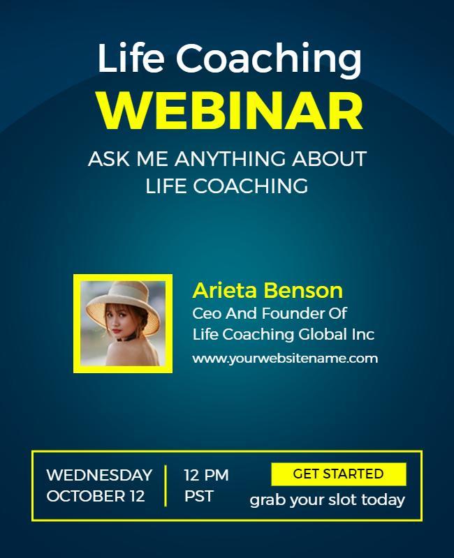 Life Coaching Webinar Invitation Flyer Template