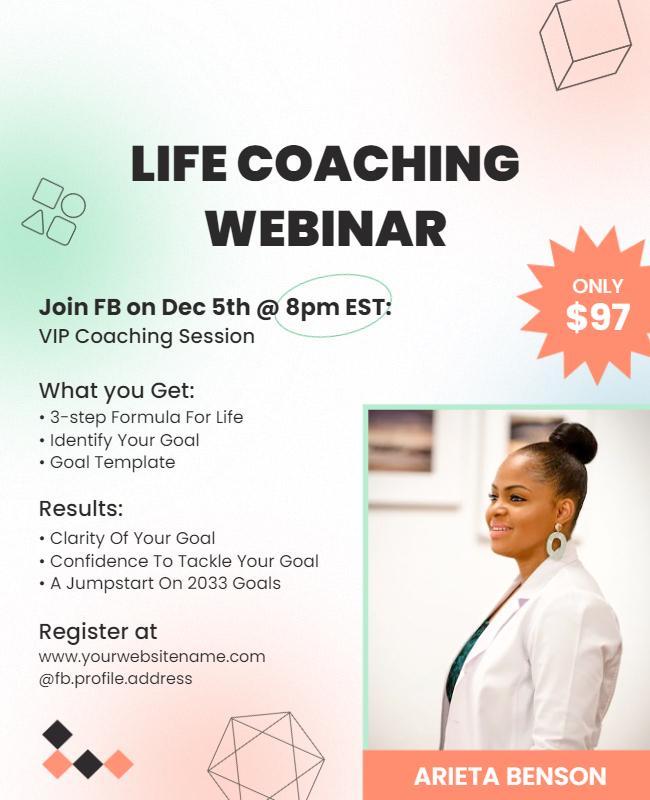 Life Coaching Webinar Promotional Flyer Template