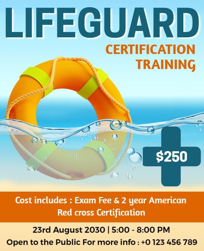 Lifeguard Certification Training Course Flyer Template