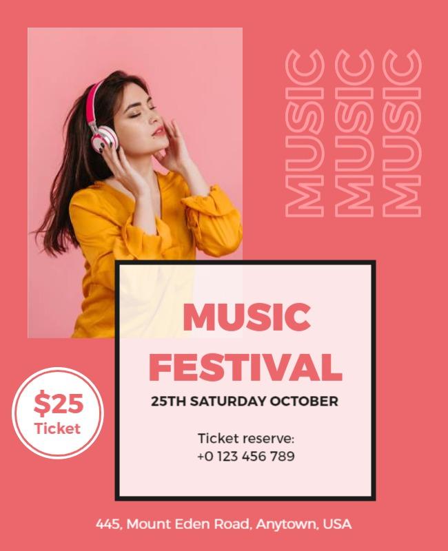 Light and Dark Peach Music Festival Poster Template