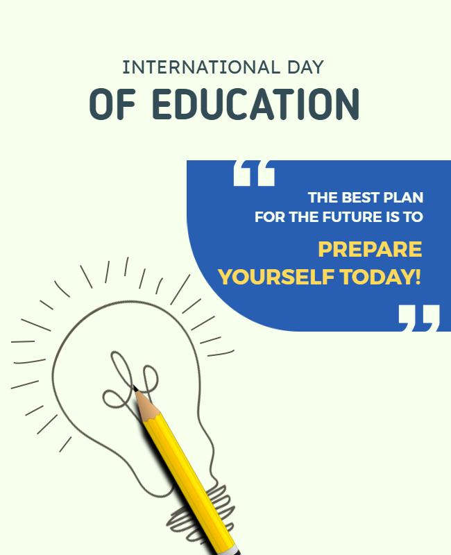 Light and Inspirational International Day of Education Poster Template