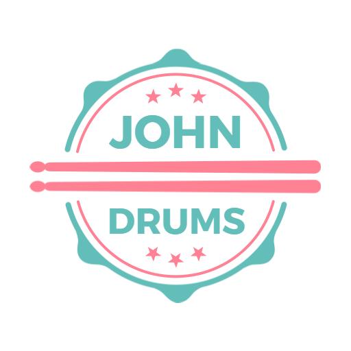 Light Blue and Pink Drummer Badge Logo for Musicians Logo Template