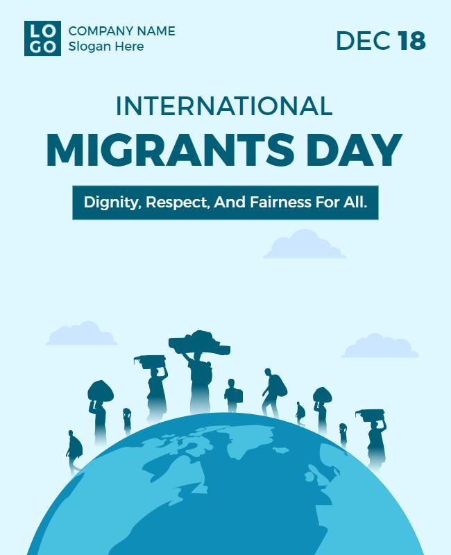 Light Blue International Migrants Day Awareness Poster Template
