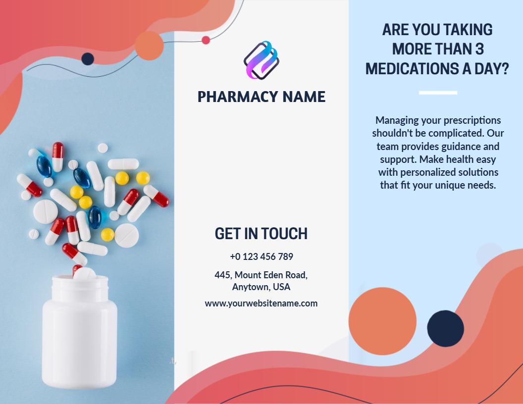 Light Blue Pharmacy Medication Management Services Brochure Template