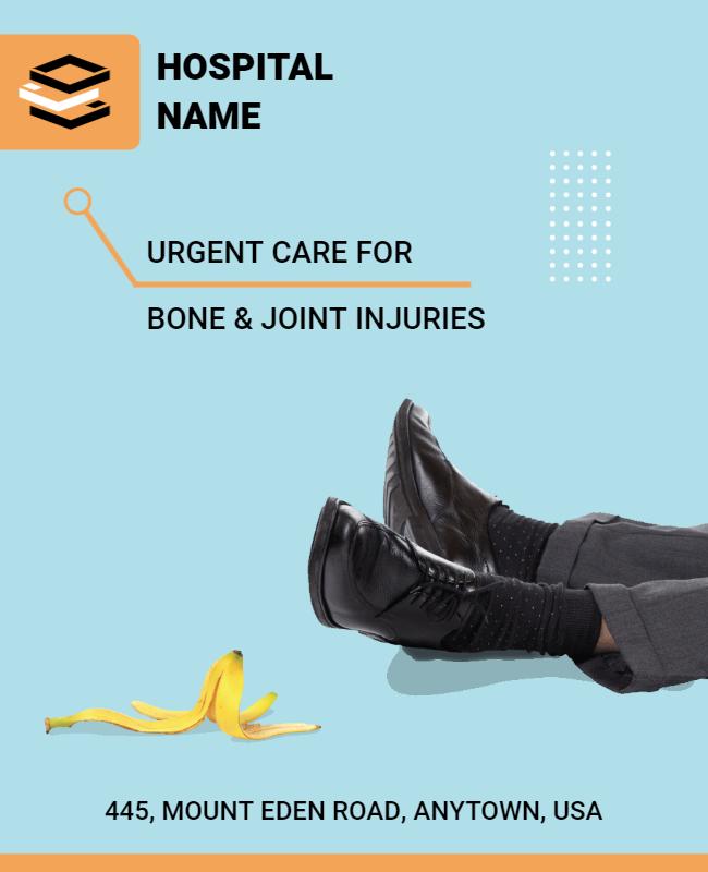 Light Blue Urgent Care for Bone and Joint Injuries Poster Template