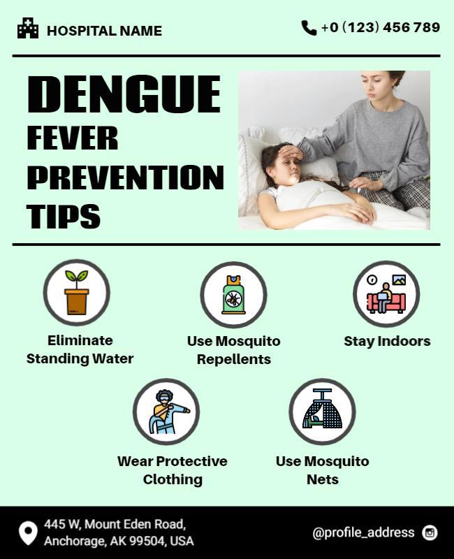 Light Green Dengue Fever Prevention Tips Health Poster Template