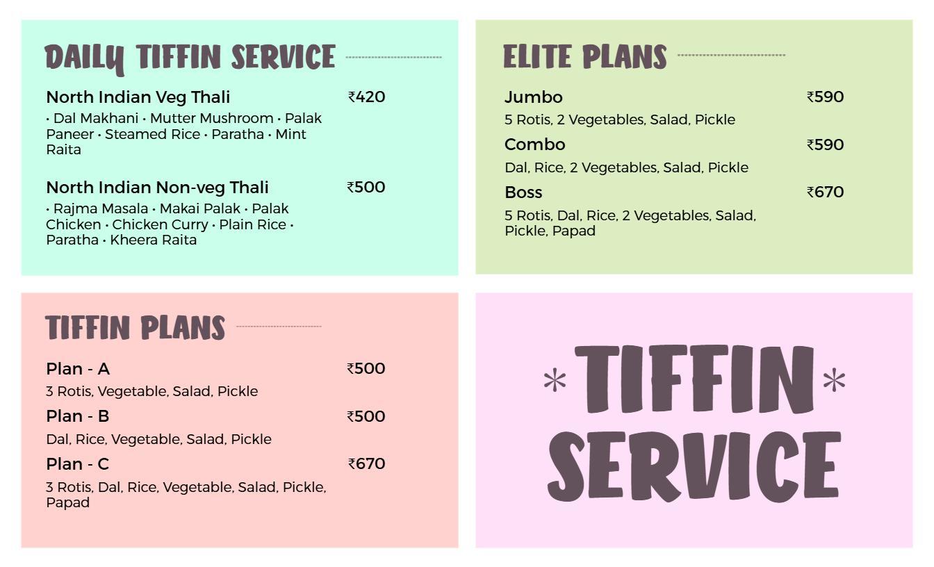 Light Pastel Elegant Tiffin Service Options Menu Template