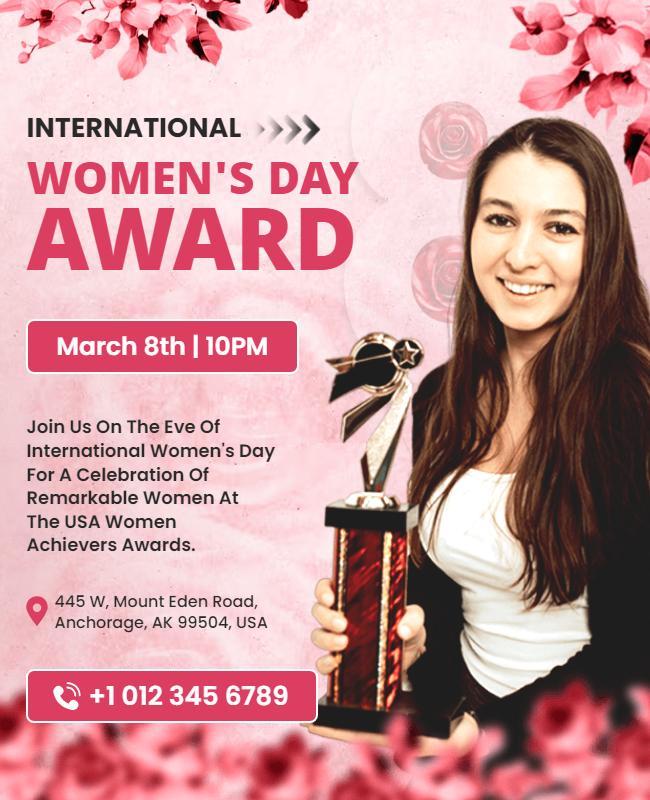 Light Pink International Womens Day Award Flyer Template