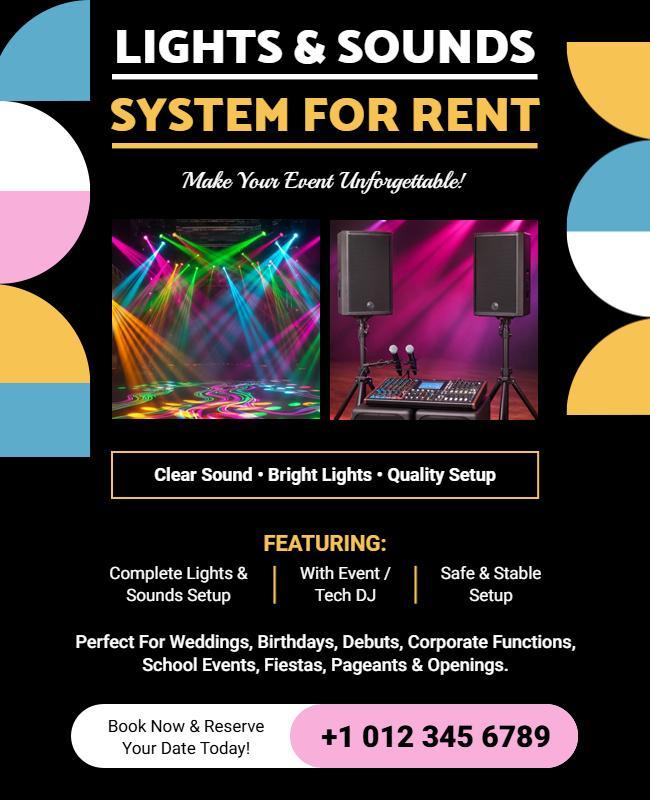 Lights and Sound System Rental Poster Template