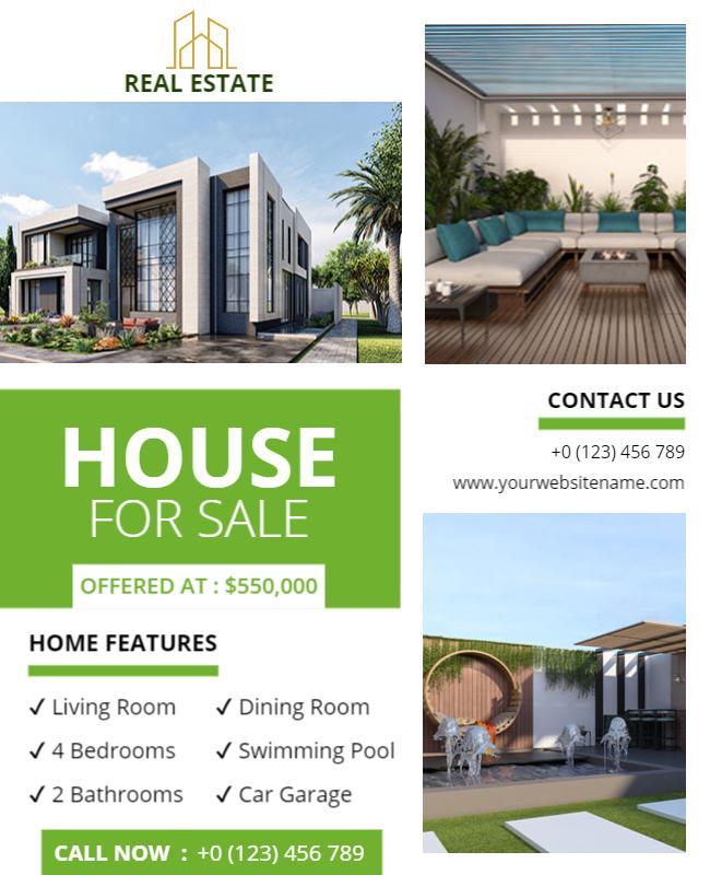 Lime Green House for Sale Flyer Template