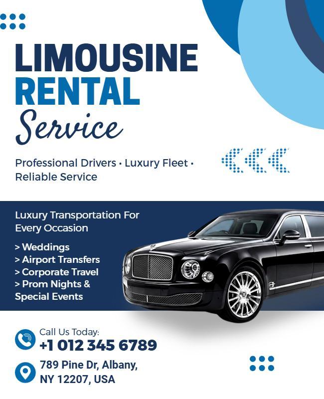 Limousine Rental Service Promotional Flyer Template