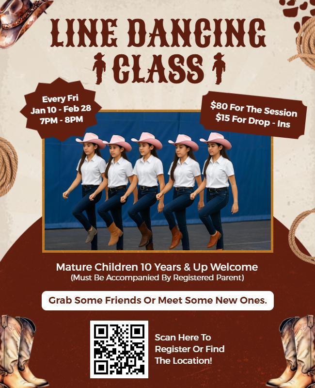 Line Dancing Class for Children Flyer Template