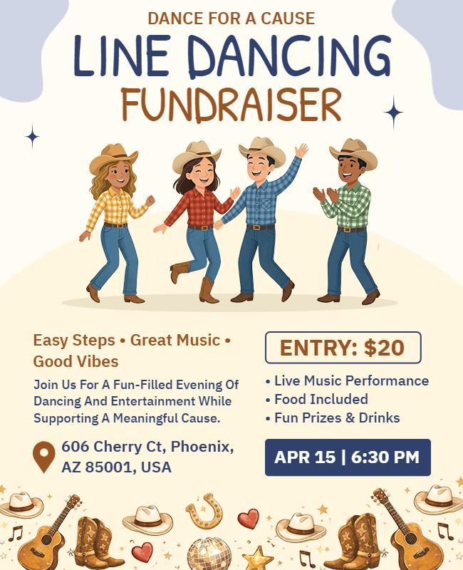 Line Dancing Fundraiser Event Poster Template