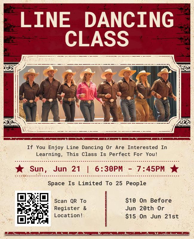 Line Dancing Instruction Class Flyer Template