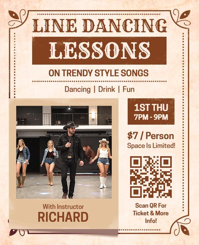 Line Dancing Lessons Event Flyer Template