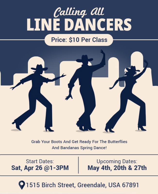 Line Dancing Lessons Promotional Flyer Template