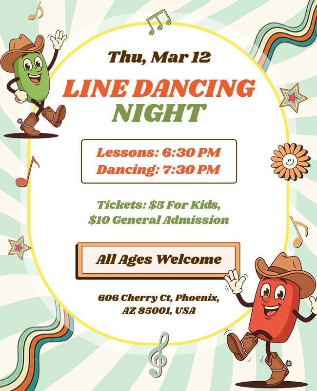 Line Dancing Night Event Poster Template