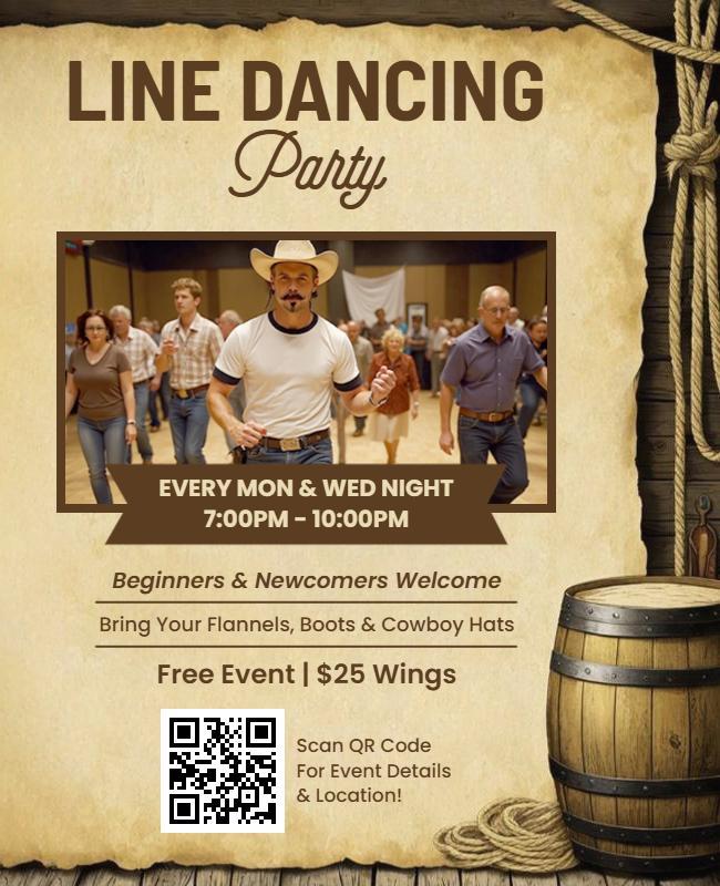 Line Dancing Party Event Flyer Template