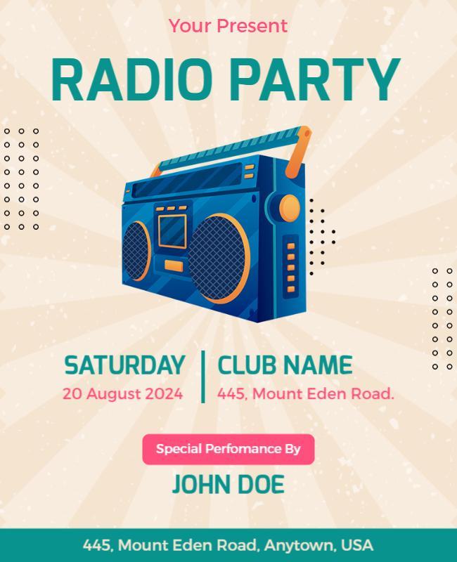 Linen and Olive Vintage Radio Party Flyer Template