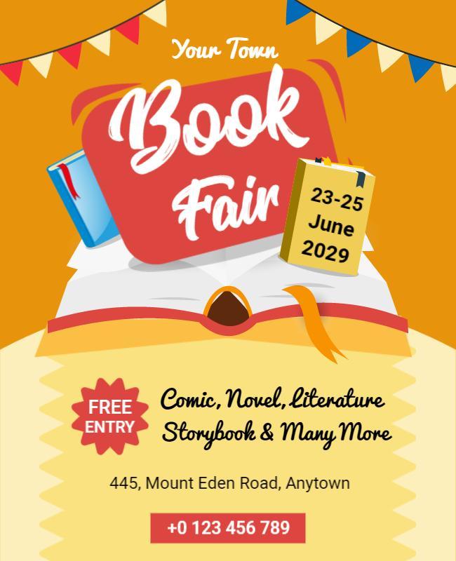 Lite Orange Book Fair Flyer Template