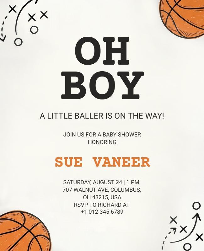 Little Baller Baby Shower Invite Flyer Template