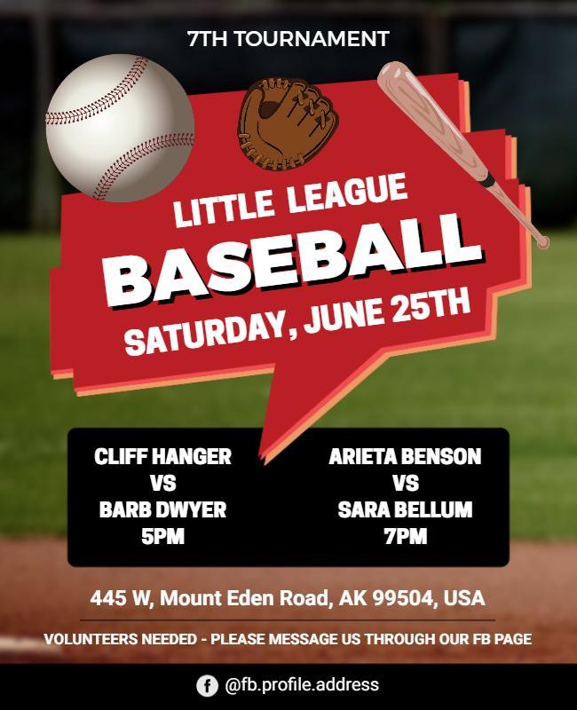 Little League Baseball Tournament Flyer Template