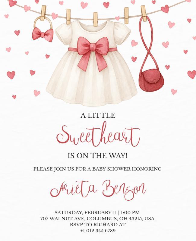 Little Sweetheart Baby Shower Celebration Flyer Template