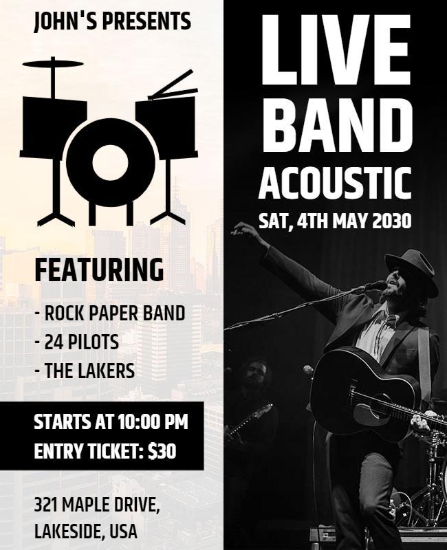 Live Acoustic Band Night Event Flyer Template