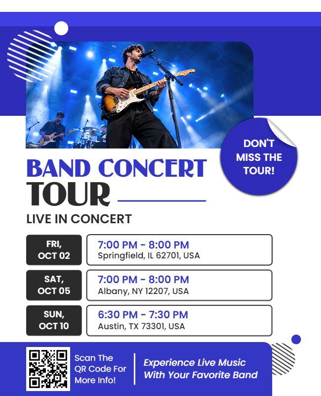 Live Band Concert Tour Schedule Flyer Template