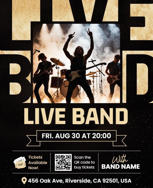 Stunning Gold Live Band Concert Performance Flyer Template