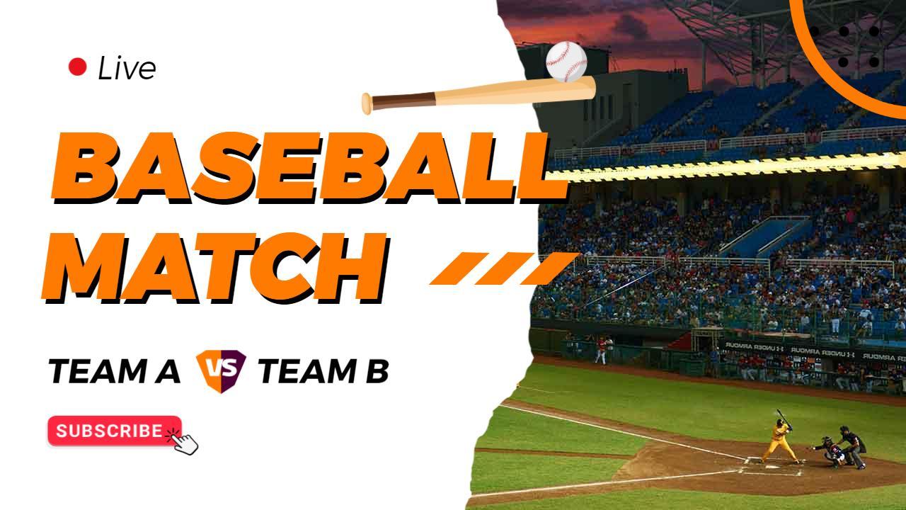 Live Baseball Match Team A vs Team B YouTube Thumbnail Template