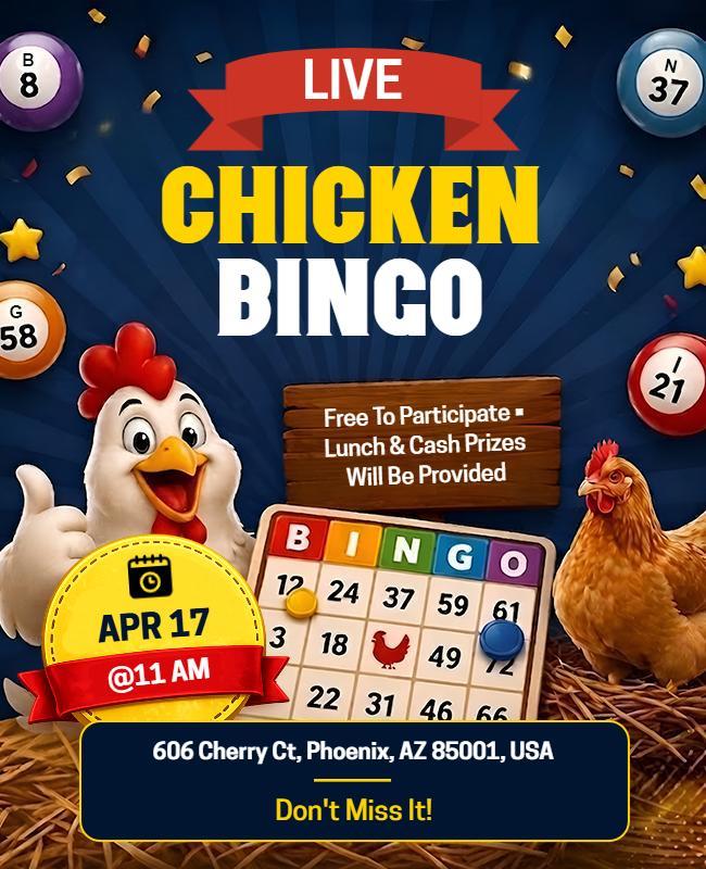Live Chicken Bingo Event Flyer Template