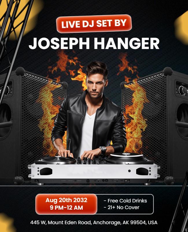 Live Dj Event with Free Drinks Flyer Template