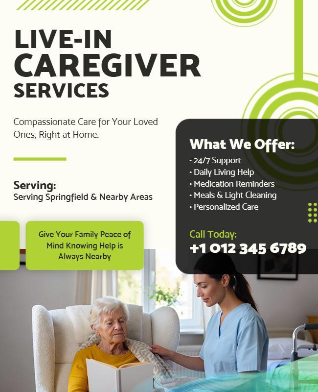 Live-in Caregiver Services Promotional Flyer Template