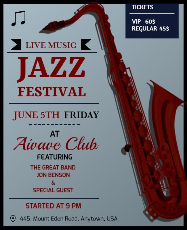 Live Jazz Music Festival Night Flyer Template