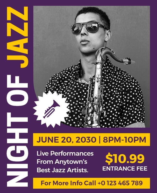 Live Jazz Performance Night Flyer Template