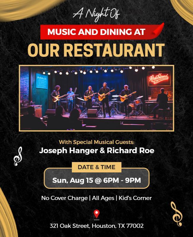 Live Music and Dining Restaurant Flyer Template