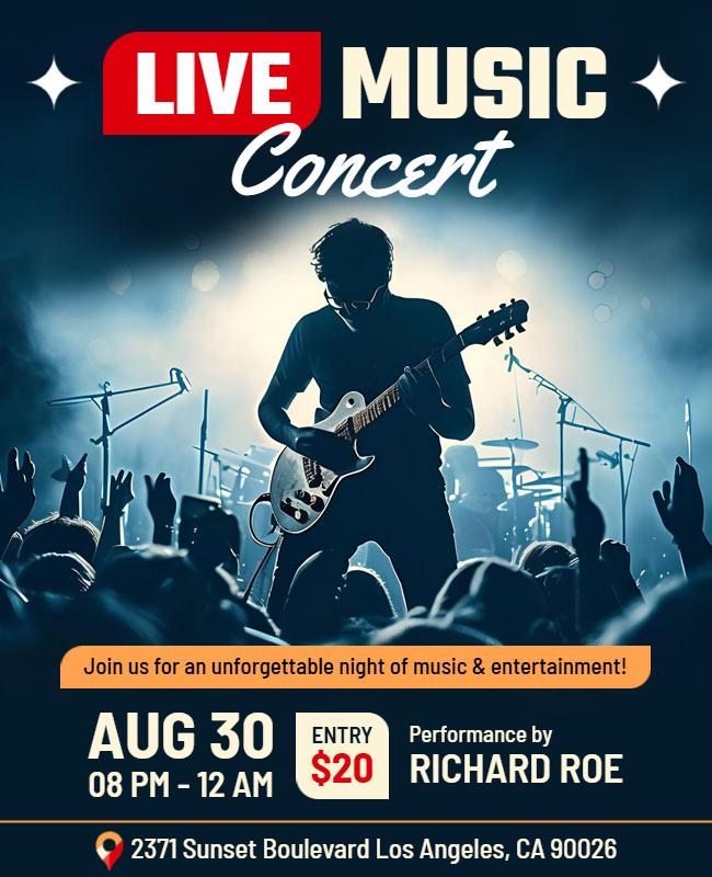 Dynamic Blue Live Music Concert Event Flyer Template