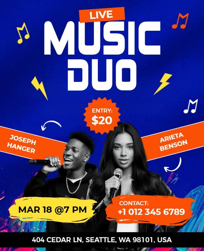 Live Music Duo Performance Poster Template