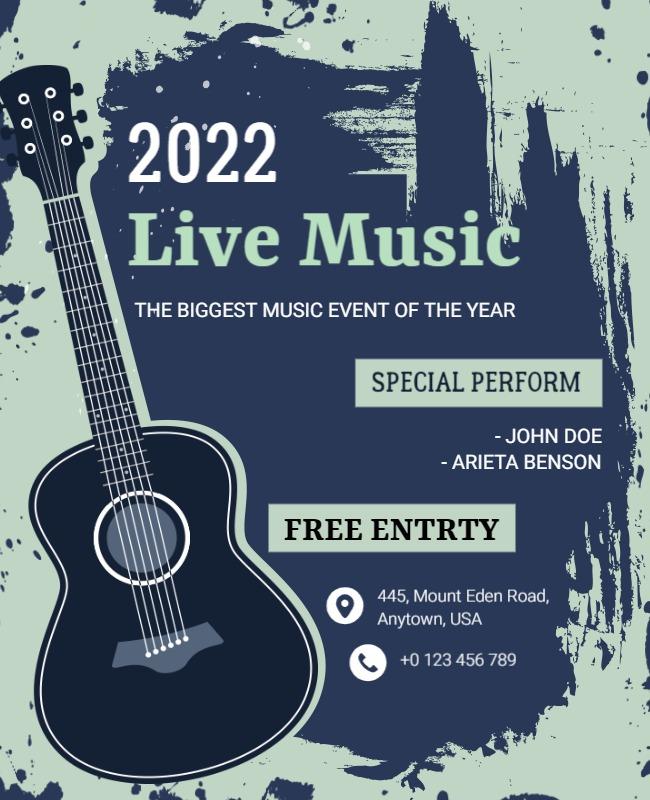 Live Music Event with Guitar Flyer Template