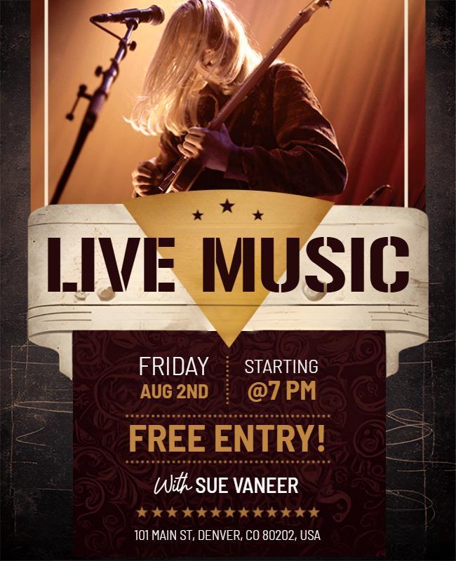 Live Music Free Entry Event Flyer Template