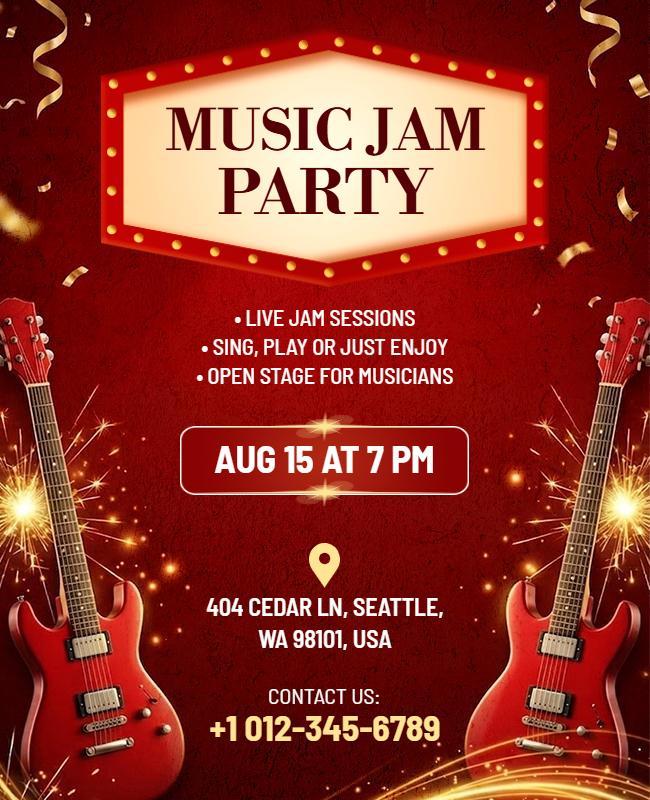 Live Music Jam Party Event Flyer Template