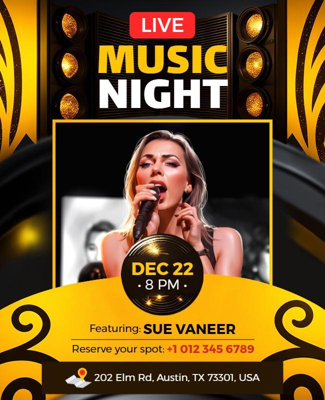 Live Music Night Concert Flyer Template