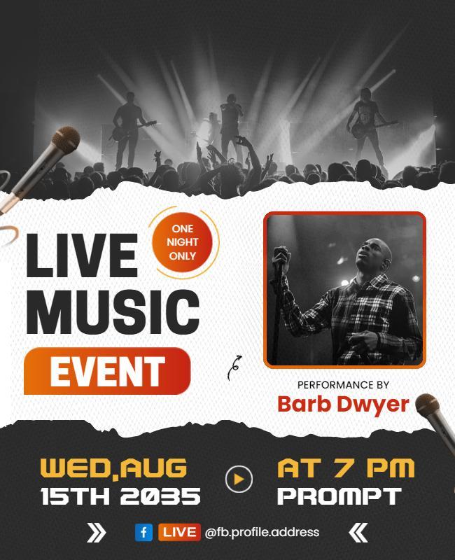 Dynamic Orange Live Music Event with Performance Flyer Template