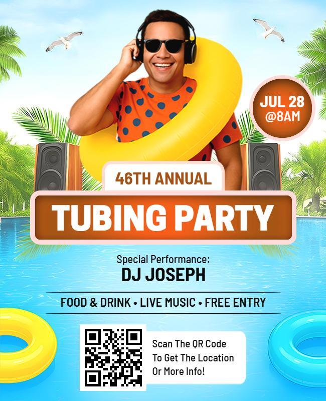 Live Music Tubing Party Invitation Flyer Template