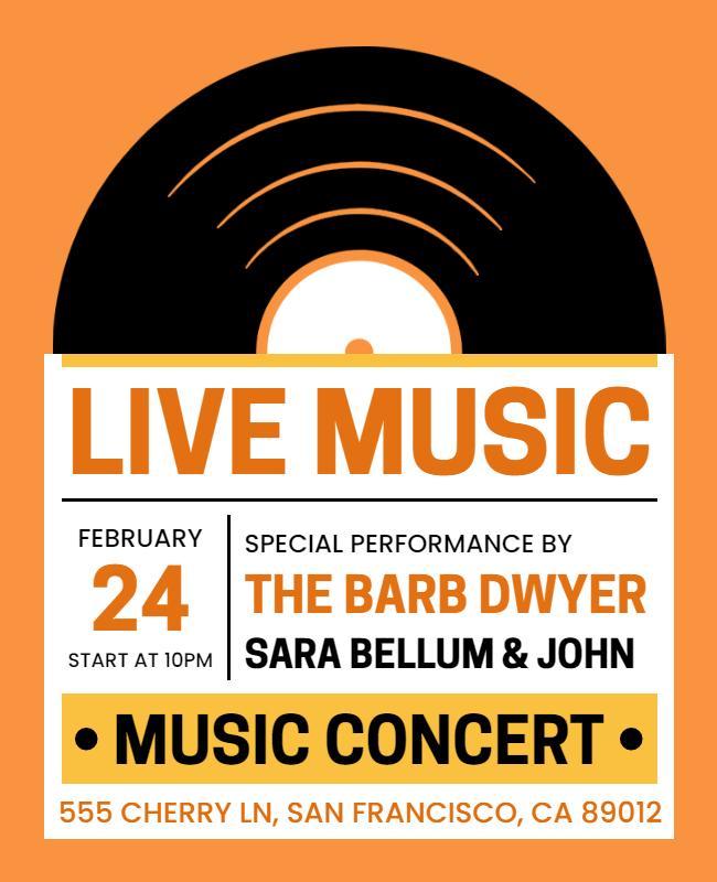 Live Music Vinyl Concert Flyer Template