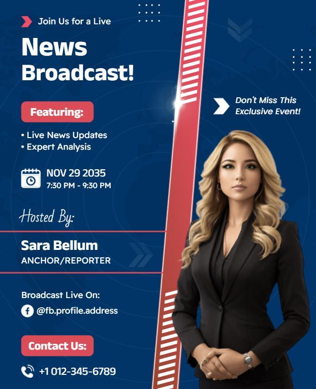 Live News Broadcast Event Flyer Template