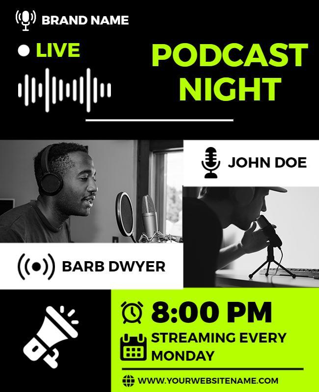 Live Podcast Night Streaming Flyer Template