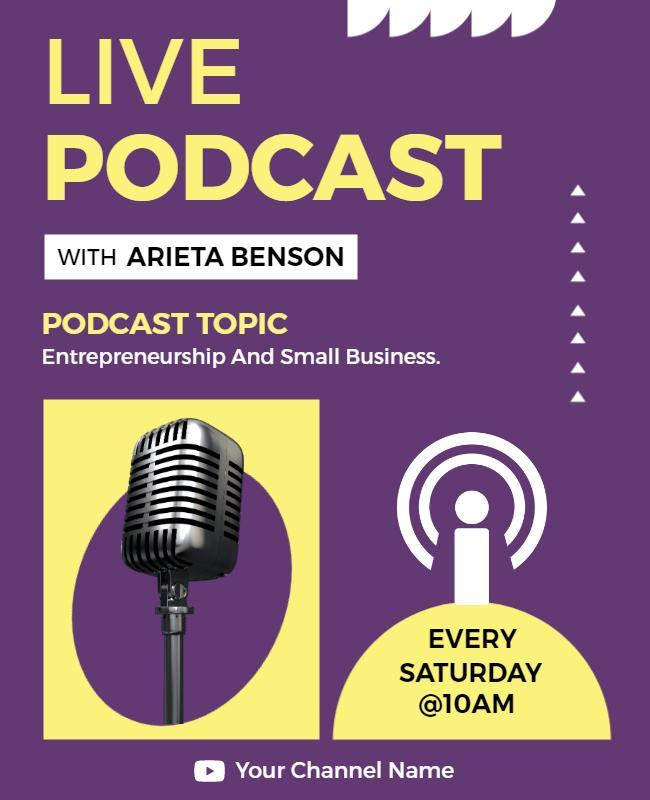 Live Podcast on Entrepreneurship Flyer Template